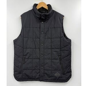 The North Face Mens Quilted Black Vest Size L Insulated Snap Front Pockets
